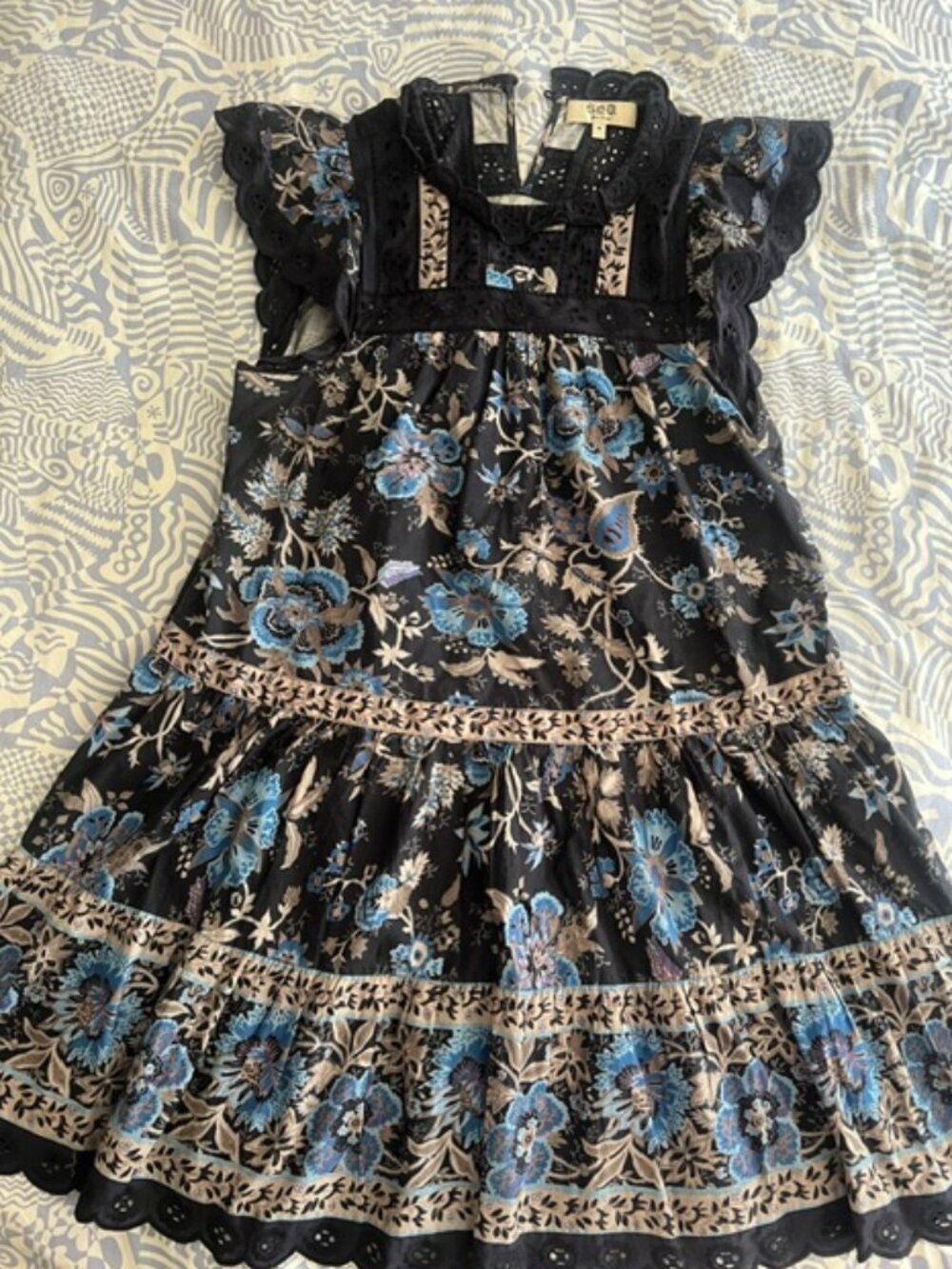 Sea New Yor Eyelet and Cotton Print Swing Dress, Size M (runs large)